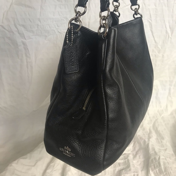 Coach Phoebe Black Pebbled Leather Shoulder Bag - Picture 3 of 5